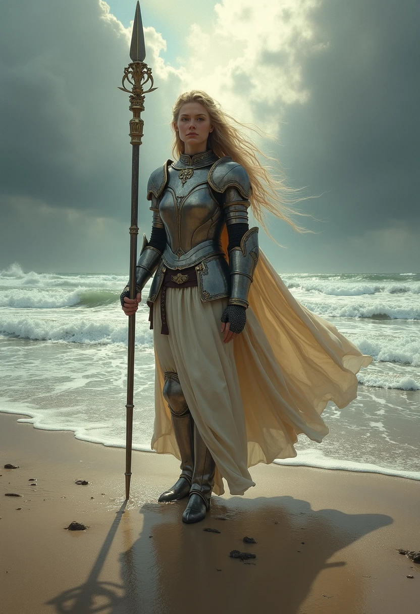 Jeanne d'Arc on the ocean beach