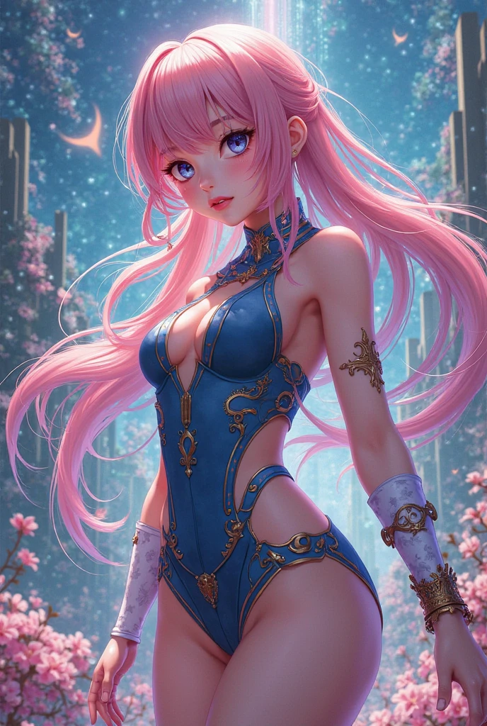 A beautiful girl Ahri from League of Legends, incredibly detailed, alluring eyes, porcelain skin, flowing hair, elegant pose, intricate costume design, highly detailed fantasy landscape background, cinematic lighting, vibrant colors, photorealistic, 8K, studio quality, artstation, concept art style