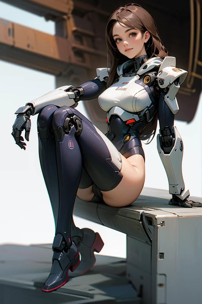 A sexy robot femboy in high heels, robot skin, penis