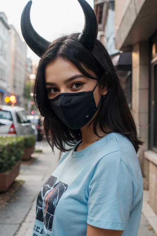 You give me the same woman as to upload an Instagram post of a famous stremer girl with a super gamer room with a mask taking selfies on the sparsely populated street at night