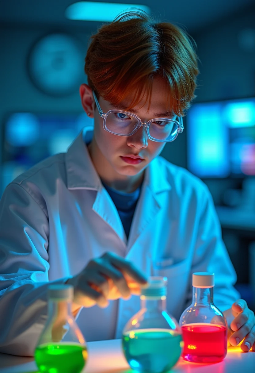 chemistry lab scene with lights