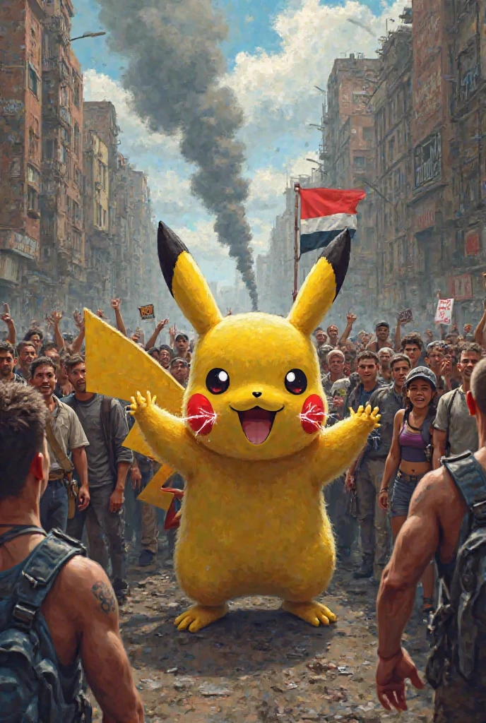 Pikachu at the Nuremberg Rally speaking in front of thousands of Nazis
