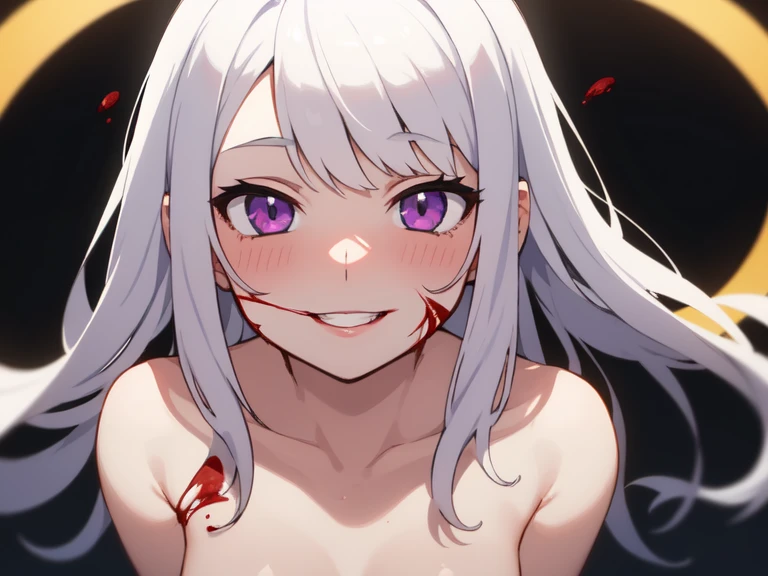 NSFW、Long Hair、とてもLong Hair、Hair between the eyes、Red eyes、Bright pupils、Multicolored eyes、Multicolored Hair,Small breasts,Tattoo,(Iron Collar:1.5),(Perfect hands),(Perfect Anatomy),(masterpiece),(highest quality),(Embarrassed:1.5),blush,Feeling embarrassed,(Ecstasy face:1.5)