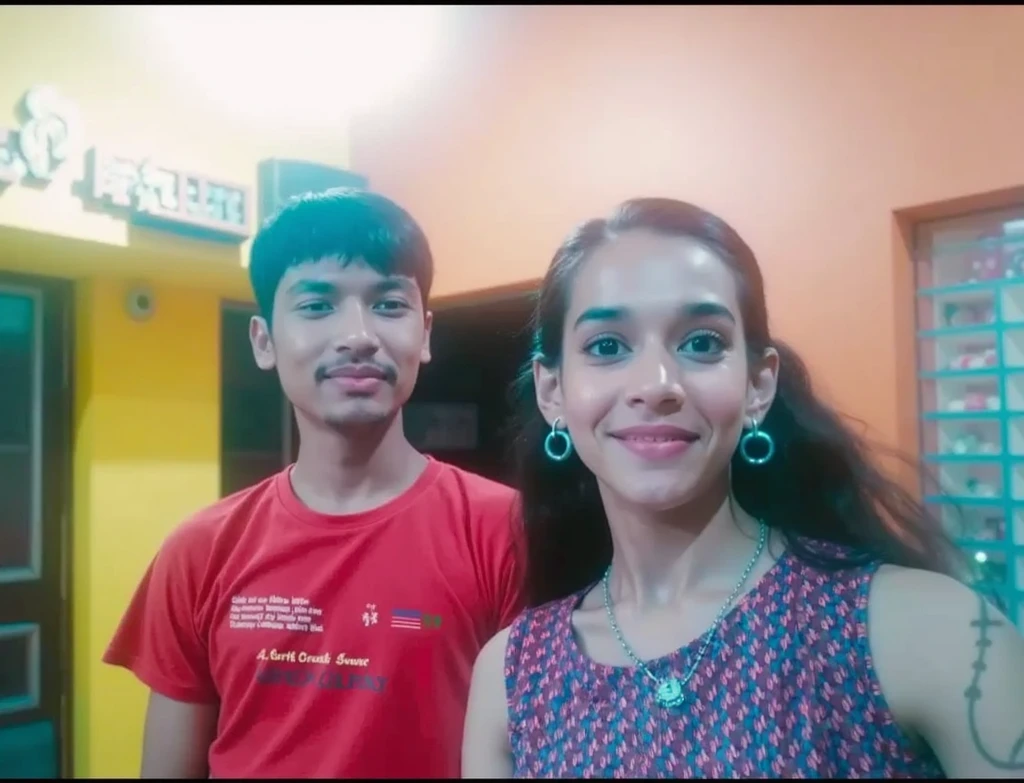A beautiful Indian girl cute smile with her father