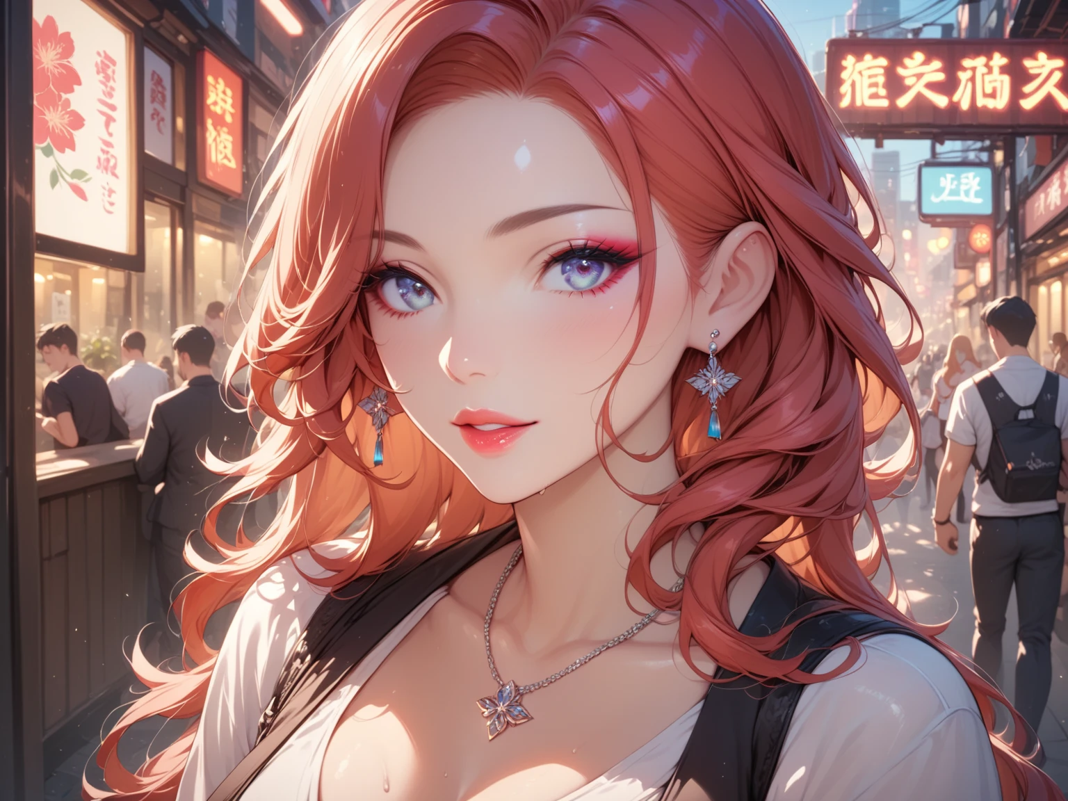 Kizi, Single, Best quality at best, The upper part of the body, big breasts beautiful, prette, Radiant hair, Large of breast