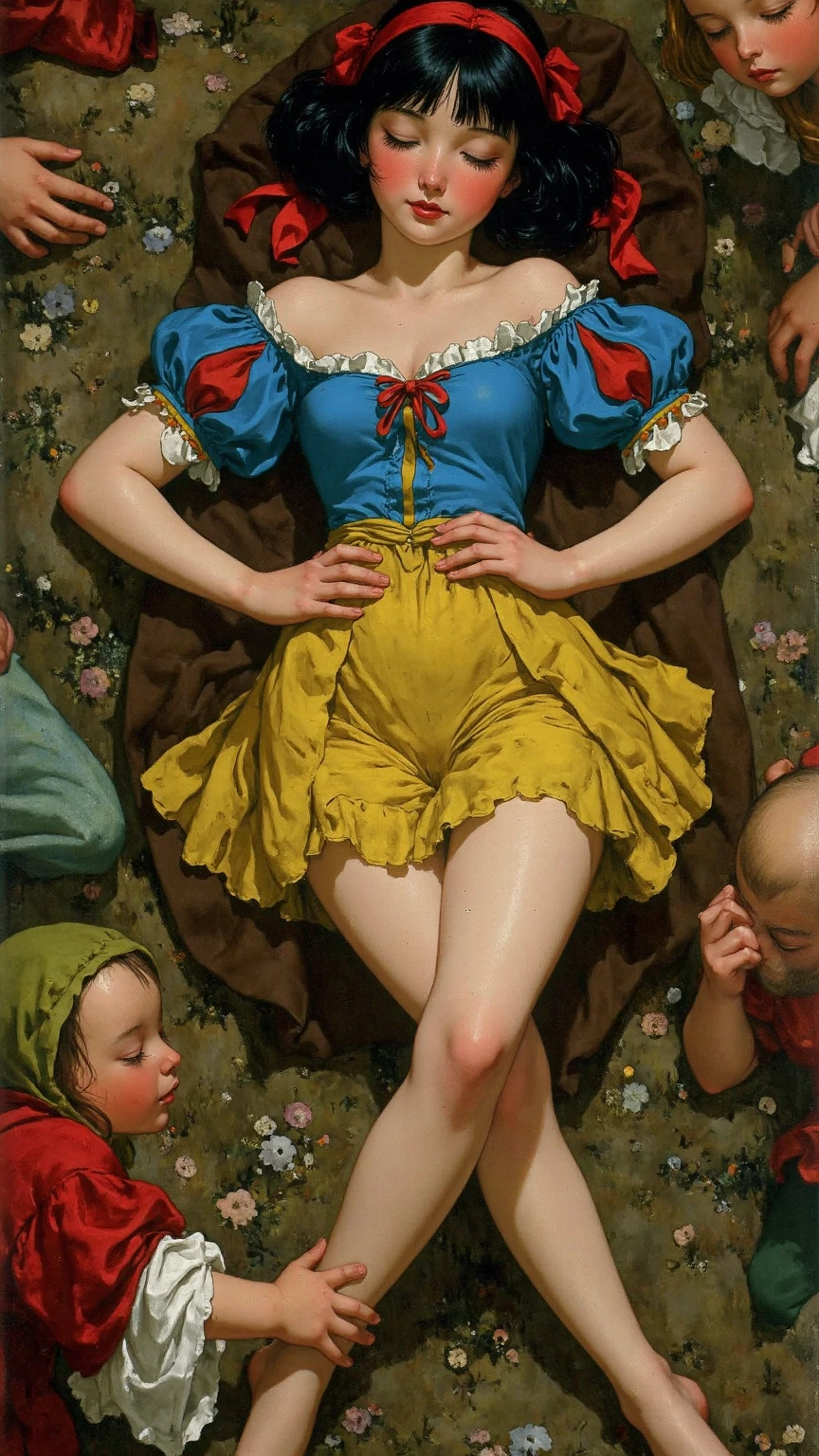 drooping eyes, sleepy face, (the secret behind the rock, feminine clothes, takeoff bottom), open legs, masturbation with stuff, (((dark pantyhose))), (showing off her pubic hair), closeup crotch, near the beach, sea, braid, (angle from below), ((old oil painting, impressionism)),
