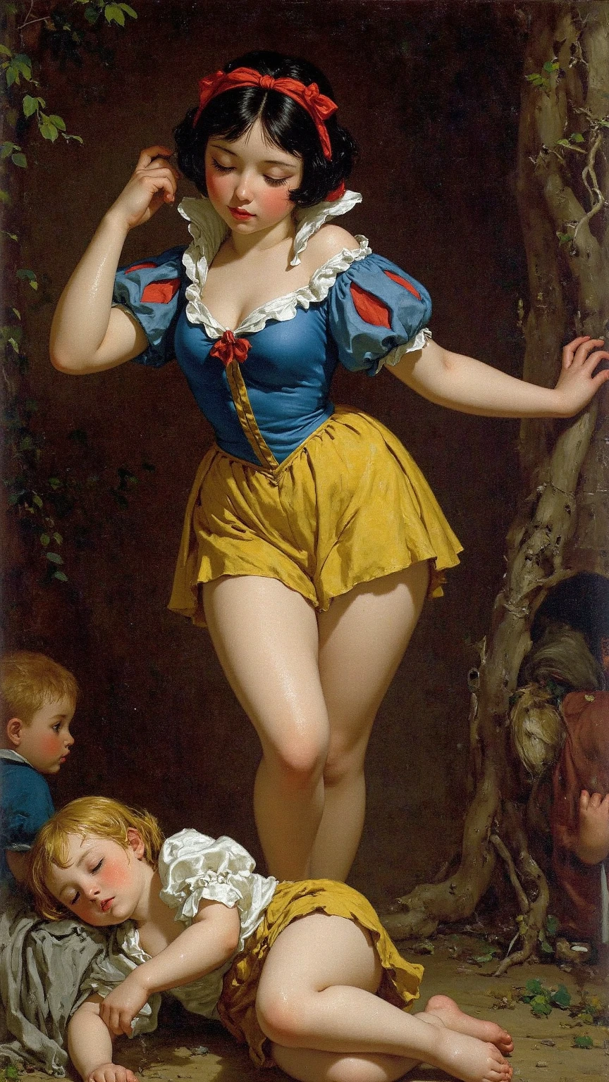 nsfw, photorealistic, beautiful face, (masterpiece:1.4), (best quality:1.4), extremely detailed, hyper-detailed, soft lighting, 38 years old beautiful 50's pinup woman in her late thirties swinging on a swing, lovely smile, ((only wearing a red pinafore dress on full nude body)), her dress is slipped down and show her naked breasts, perfect body, busty, perfect legs, intricate details, masterpiece, bestquality, uhd, 8k, ((plain backgound:1.3)), shaved pubic area, big breasts, hanging breasts, long hard nipples, short blonde hairbun with a bow in hair, shaved pubic area, (perfect_face), intricate, 4k, detailed_background, full_body, realistic, 8k, sexy, very cheeky smile, naughty facial expression
