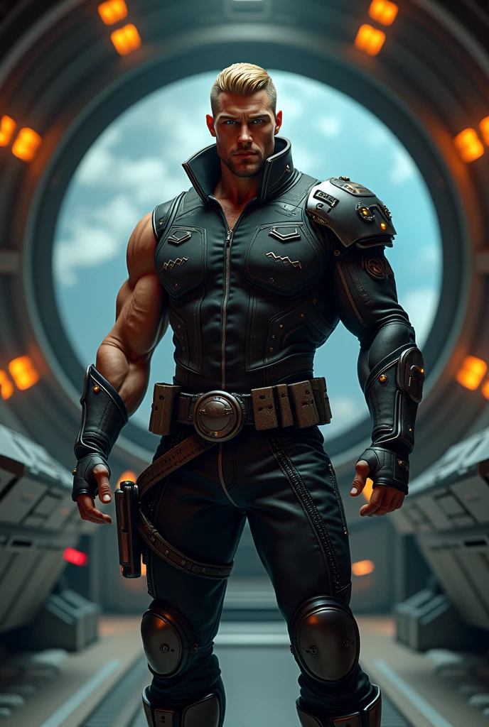 Wearing armor、Man holding araf standing in corridor, Handsome strong man in armor, Sci-fi armor! muscular, muscular! Cyberpunk, Charismatic male with armor, muscular male hero, Full body X-Force gear, Wearing sci-fi military armor, Wearing labradorite body armor, Halo:Thor's Hammer Armor in Infinity