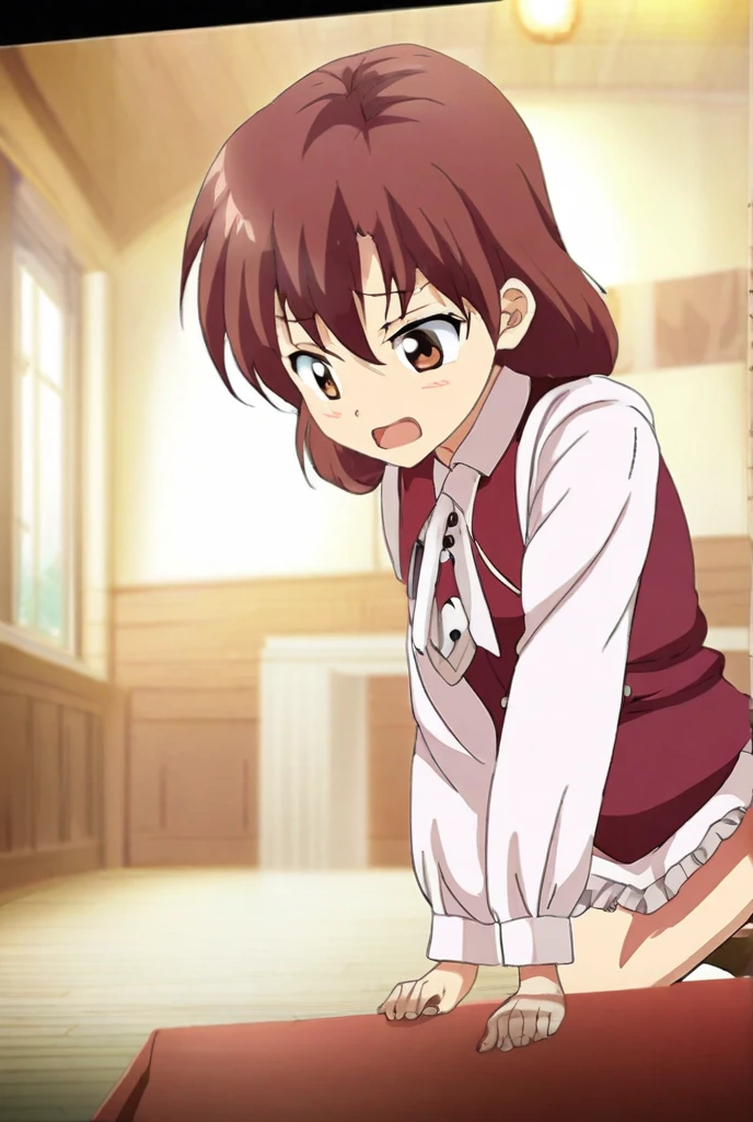 kawaii rape toon - image 2 - the scene begins with:
(kawaii anime style:1.3, violent scene:1.0), a sketched background, pastel colors:1.2, innocent looking girl, (young, chubby cheeks:1.2), (school uniform:1.5, clipped short skirt, knee-high socks), (shocked, terrified expression:1.5), hands tied behind her back, (cute, detailed outfit, pink bow in hair),
(dark corner, dimly lit room:1.5), menacing creature approaching, (bulging muscles, sharp teeth, monstrous:1.5),