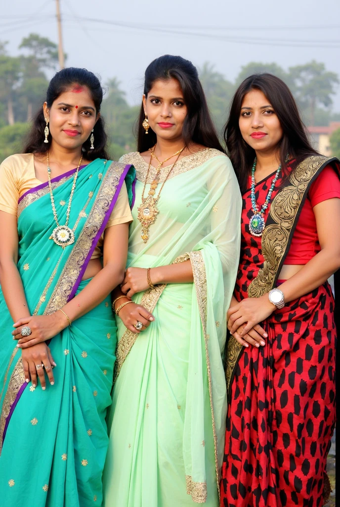 Indian young woman in a wedding , group of people,8k uhd, digital SLR camera, soft light, high quality, film grain,high detail,UHD, masterpiece, accurate, anatomically correct, super detail, high quality, 16k, highres, award winning, ((full body shot)), tight abs, tall, near a lake
