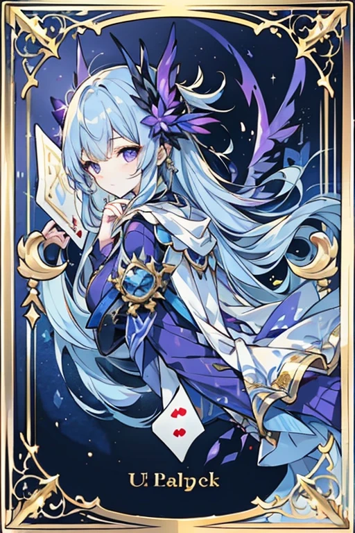 
The Deck of the Unknown Fate is a deck of cards with a beautiful pattern and decorated with gold stripes on the side edges. The deck of the cards is decorated in good blue and purple and white, removing the woman in a star-like pattern.