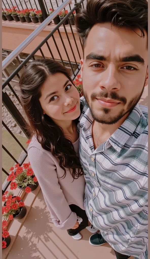 there is a man and woman posing for a picture together, foto de perfil, suave em _ O pano de fundo, foto de perfil, imagem de perfil, Por Reyna Rochin, pose de casal, Lovely couple, tomada em 2 0 2 0, com hera, 📷 Mungojerrie e Rumpleteazer, they are in love, com ela longa, selfie apaixonada