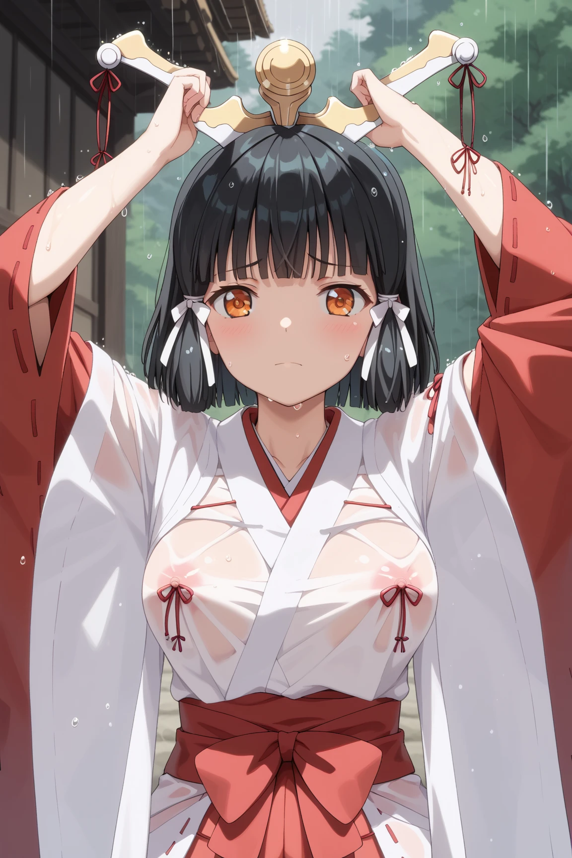 japanese person, , elementary school student, cute, shiny skin, small bust, naked, blush