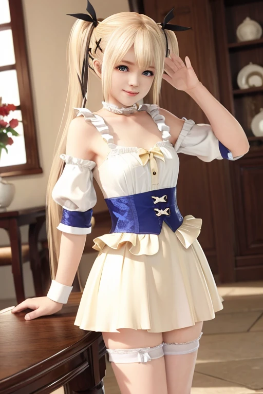 (masterpiece, best quality:1.2),illustration,8k,hd,1girl,solo,upper body,(portrait:1.2),small breasts,elf,pointy ears,very long hair,blond hair, skirt,bow,pleated skirt,white shirt,red bowtie,short sleeves,ponytail,blue skirt,bangs,hair ribbon,collared shirt,parted bangs,white thighhighs,blue hair bow,blue eyes, (summer sailor uniform, serafuku, red ribbon tie, naby pleated micro skirt, celeste string panties), sitting, squatting, spreading legs, (((torn clothes, dripping wet clothes))), peeing, peeing over panties
