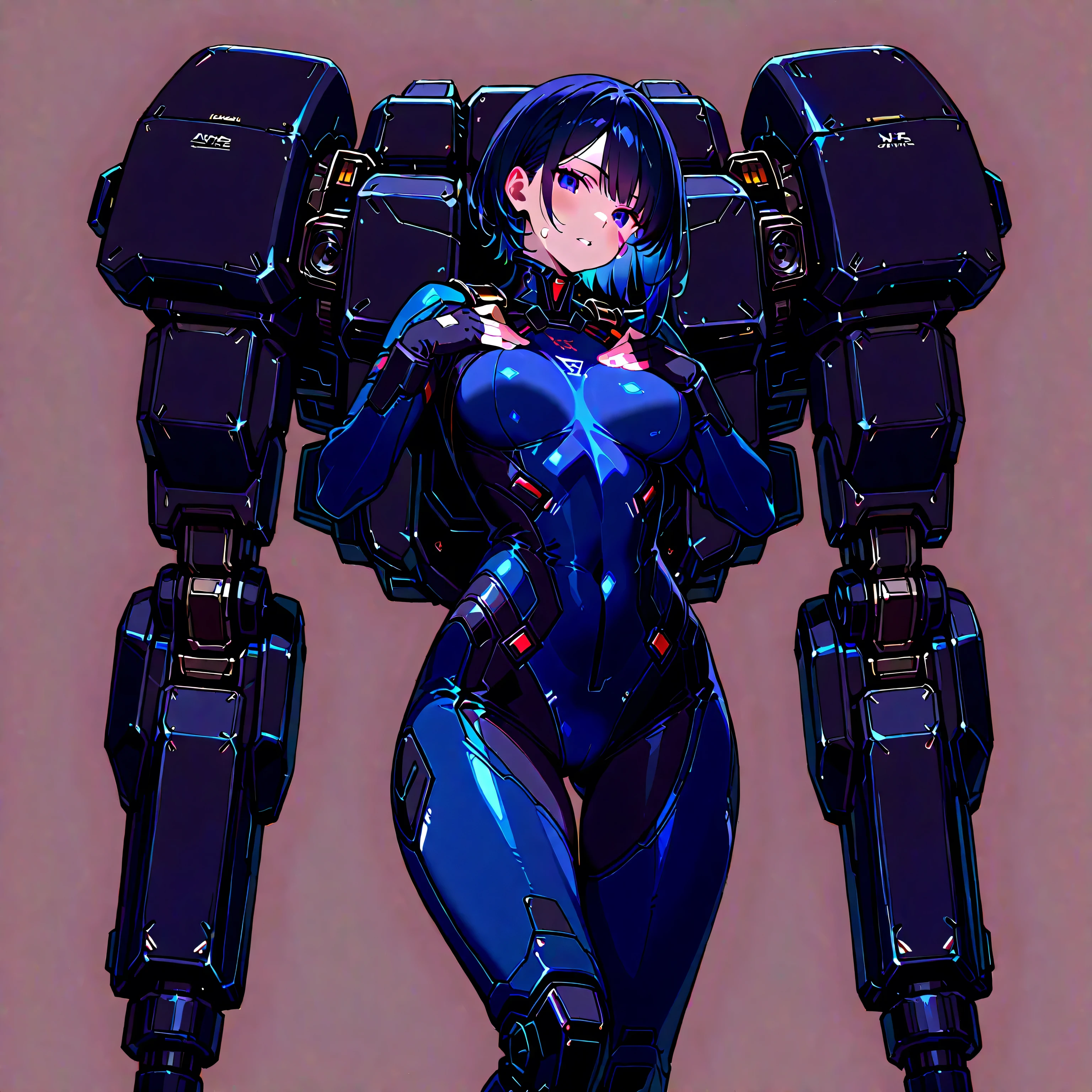 (full body photo+standing+looking at the viewer:2), (woman+Robo:1.8), (extremely large robotic breasts:2), (she is wearing black robotic suit with large mechanical gears:1.5), (she is inside an old sewer all destroyed:1.5), (she has purple hair:1.5), (blue eyes:1.5), (body+clothing+wet:1.8), (doing sensual pose+erotic pose+exhibitionist pose:1.5),  (heavy breathing:1.5), (ahegao face:1.8), anime, Eye-Level Shot, 16k, UHD, best quality, high details, masterpiece, anatomically correct