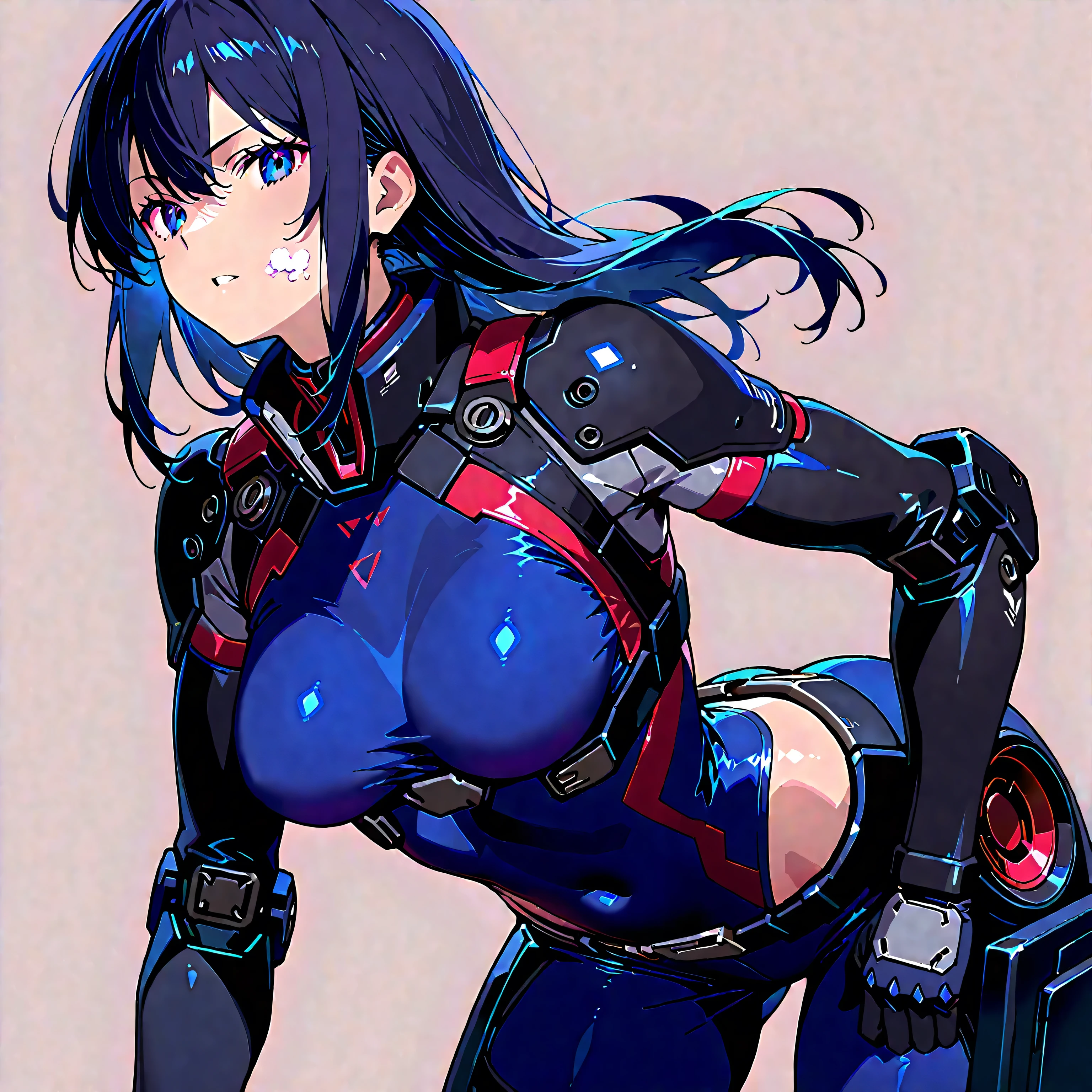 Anime art of a woman in a futuristic suit - fiore, gits, author:Shiroro Masamune, an oppai cyberpunk, 2b, 2 b, 《Fantasma na Concha》art-style, In animation《Fantasma na Concha》Curly, 《Fantasma na Concha》styled, author:shirow masamune, gits anime, Biomechanical OPPAI