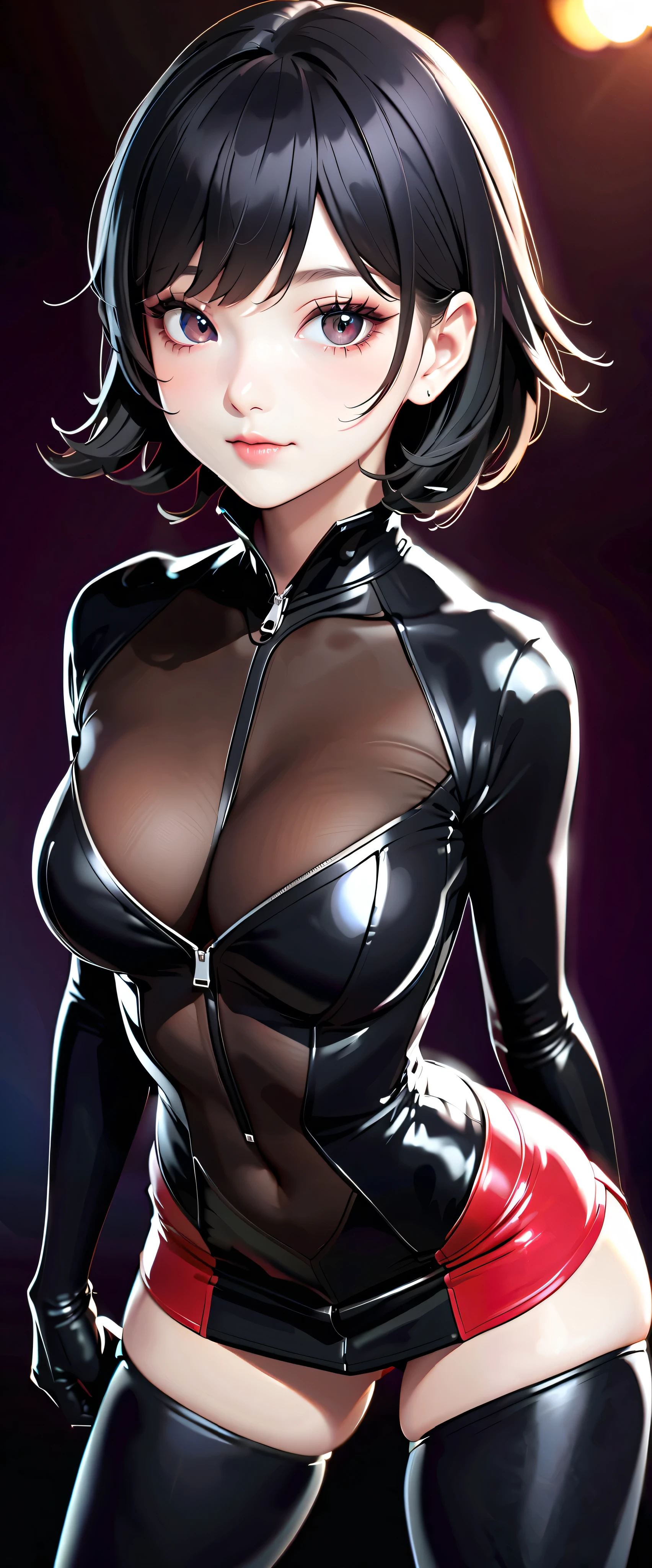 one woman,20 years old,(()),(( micro mini skirt , bodysuit,( black hair,(()((((( bodysuitが破れています))))((((( bodysuitは汚れでひどい状態です))))