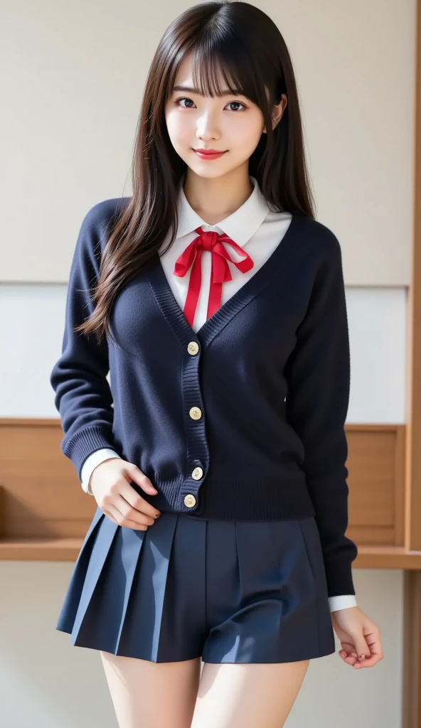 NSFW、neat college girl、petite person、Show off your pubic area、detailedsな陰部、Not wearing panties、Pubic hair does not grow、Outside the field、(Slimed、small tit、flat boobs、small tit)、Photorealsitic、detaileds, Skin Texture, 超detaileds、Delicate and sexy collarbone、A smile、スーバーdetailedsな顔、detaileds唇、detailedsな目、二重まぶた、her private parts are visible through her skirt.、sexy pose、((is standing、Schoolgirl Uniform、スカートからdetailedsな陰部が見えている、Sheer white shirt、Navy blue ribbon at the collar、Dark blue pleated micro mini、slightly lift the hem of the skirt with both hands,,,,,,,,,))
