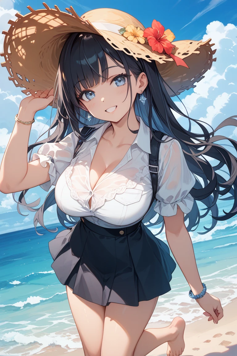 NSFW, 1girl in、large boob、Best Quality, High quality, ultra-detailliert、at sea