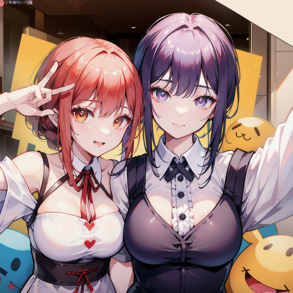 Cover magazine. anime, adult woman, middle aged woman, solo, long hair, red hair, purple eyes, woman, model, beautiful, Casual clothes. Hair accessories. Unusual hairstyles. Earrings. Greeting. Sharp ears. Big breast. Upper body. Beautiful anime art. Mommy. Onee-san. Soft smile. Cool woman. Dragon. Dragon horn.
