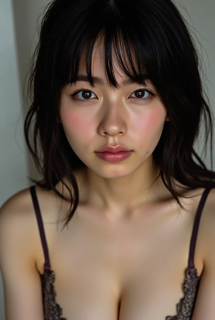 (High resolution:1.3), (8k, Realistic, RAW Photos, Highest quality: 1.4), Japanese, (One person), Beautiful Face, (Realistic Face), (Black Hair, short hair:1.3), Beautiful hairstyle, Realistic eyes, Beautiful attention to detail, (Realistic Skin), Beautiful Skin, Charm, 超High resolution, Ultra-realistic, Very detailed, 、Tongue out、Saliva、saliva、Aunt、Completely naked、Upody、tits、Blowjob、 in mnis、Big Breasts、50 talNasolablowjob、semen、Facial、dick,big cock