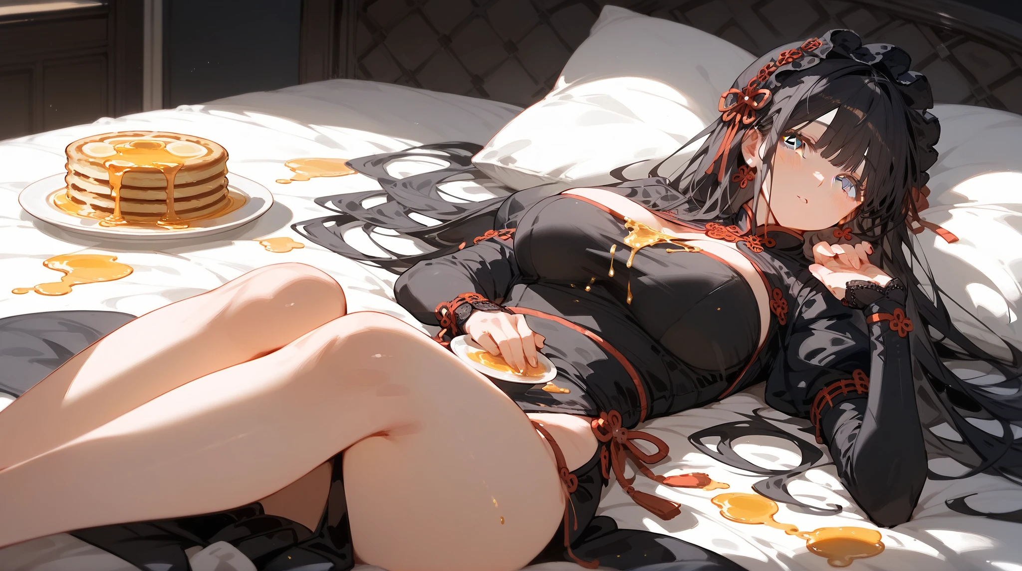 u47\(azur lane\),1girl,solo,china dress, looking at viewer, gloves,from above,, 8yk,raw photo, High Detail,(ray tracing),(masterpiece), (best quality), highres,(realistic:1.4),ultra detailed, physically-based rendering,