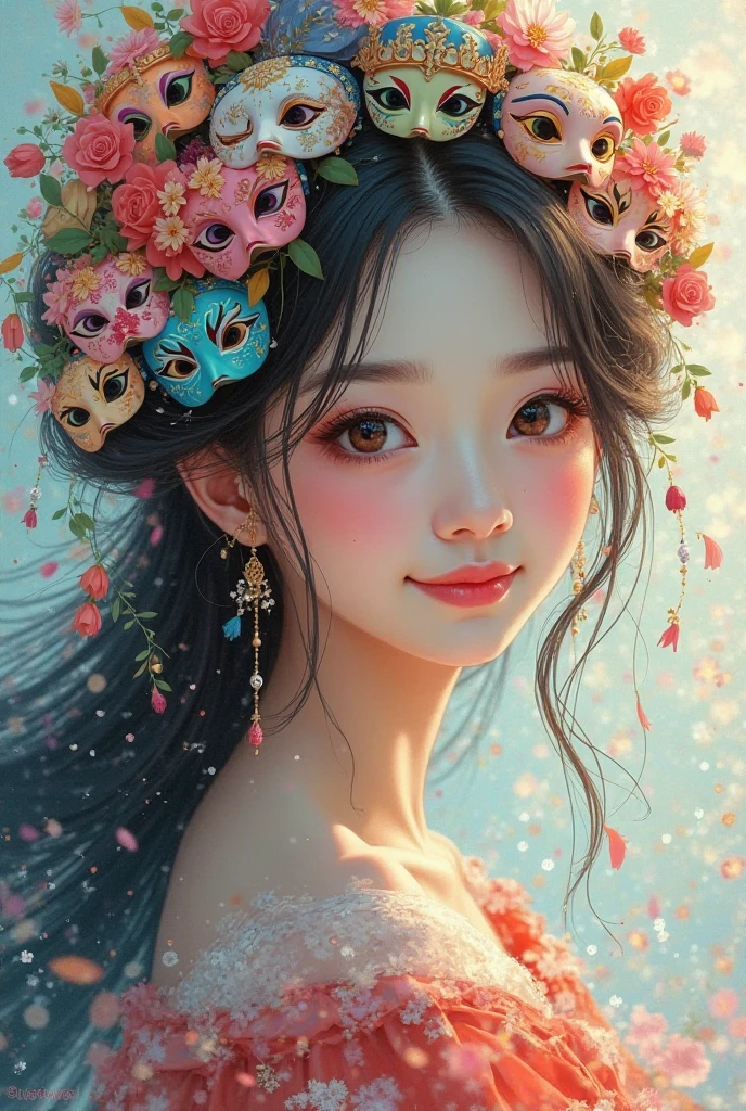 colorful style, digital art (cat personality), official art, front, Smile, masterpiece, fair, ((watercolor)), face painting, ink splatter, intricate details. Eyes are very delicate, [drop:0.5], Artstation trends, Rachel Walker