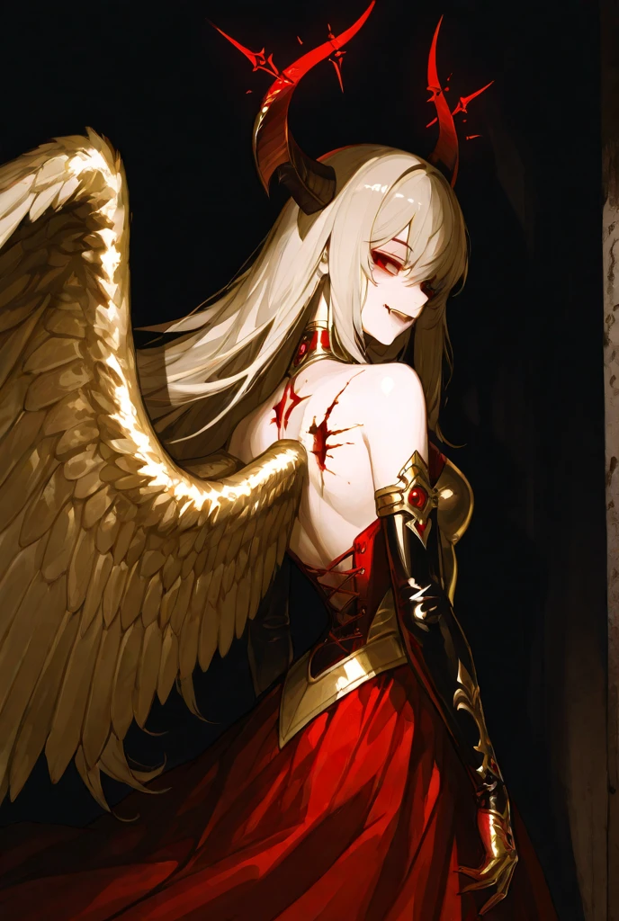  monstrous, Beautiful, Masterpiece, Best quality, perfect lighting, NSFW, monster smile with crooked fangs, mask covering eyes, Very skinny, disproportionately long arms, head of a vulture, scruffy dirty feathers, A sinister aura, something, chained, deity, cultist clothing, full body