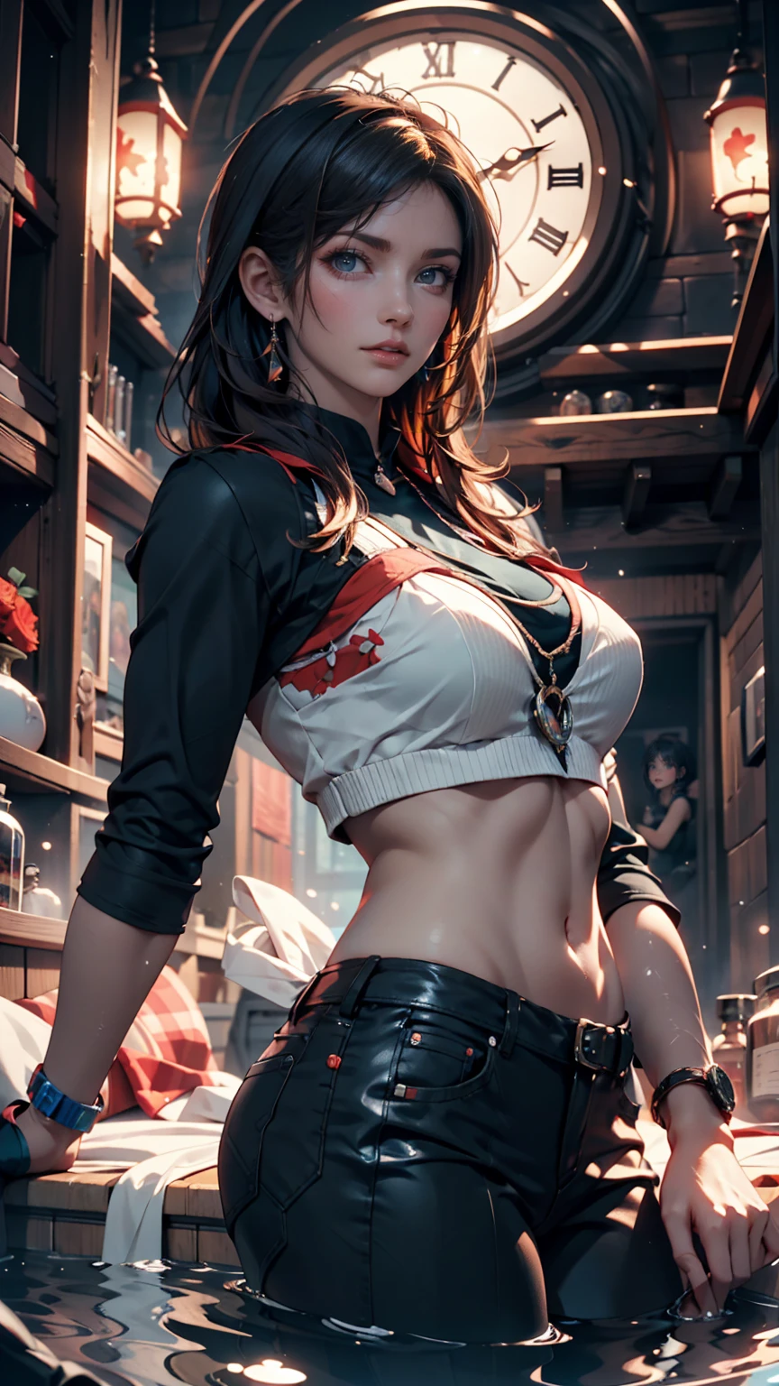 sfw, There is a woman with tattoos and a baseball cap in, anime styling 4 k, badass anime 8K, anime styling. 8K, anime wallpaper 4k, anime art wallpaper 8K, anime wallpaper 4k, anime wallpaper 4k, 8K high quality detailed art, 4k anime art wallpaper, 4K anime art wallpaper, anime stylingd 3d, wearing bra,((Waist slender)), young asian, ((large breasted)),