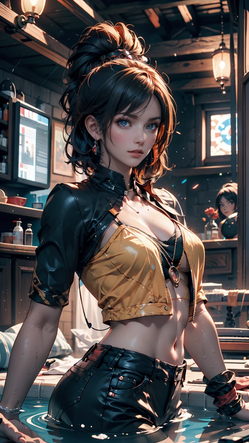 (Foco frontal), (No escuro:1.6), Retrato hiperrealista,1girl, (sozinho:1.5), Por David Hockney e Alphonse Mucha,decote seios grandes:1.2, (mini saia:1,5) , arte de fantasia, foto realista, dynamic lighting, art-station, poster, Volumetric lighting, Rostos muito detalhados, 4 mil, Premiado, 1girl, No escuro, sombra profunda, discreto, tiro de corpo inteiro, sexy, (roupa de renda sexy:1.4), vestir, espartilho, Olhando para o Viewer, maquiagem, batom, Meias, talons, dentro, cabelos longos, cabelos pretos, (Ahegao:1.5), desmaio, olhos revirando, squatting, middlebreasts, sem calcinha, excited and visible , sem calcinha, corpo escultural