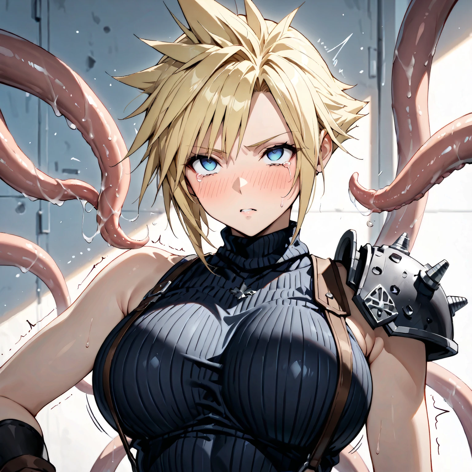 (((mature female))), solo, milf, mom, older woman, 30yo, earrings, jewelry, (very large breasts), hanging breasts, massive cleavage, beautiful thighs, attractive waist, tall, moderate musculature, toned abdomen, beautiful navel, perfect body, sweat heavily, ((fight stance)), (dark swamp), dim lit, foggy, tentacles around, ryona, (((torn clothes))), skin revealing outfit, (assassins bodysuit), torn bodysuit, taimanin, (some tentacles are touching her), almost naked, (nude), (finely detailed eyes and detailed face), sharp eyes, emotionless, cool, sharp features, fantasy theme, Oda Non style LORA, (best quality), (masterpiece), detailed, realistic lighting added, pay attention to adjust the proportions,