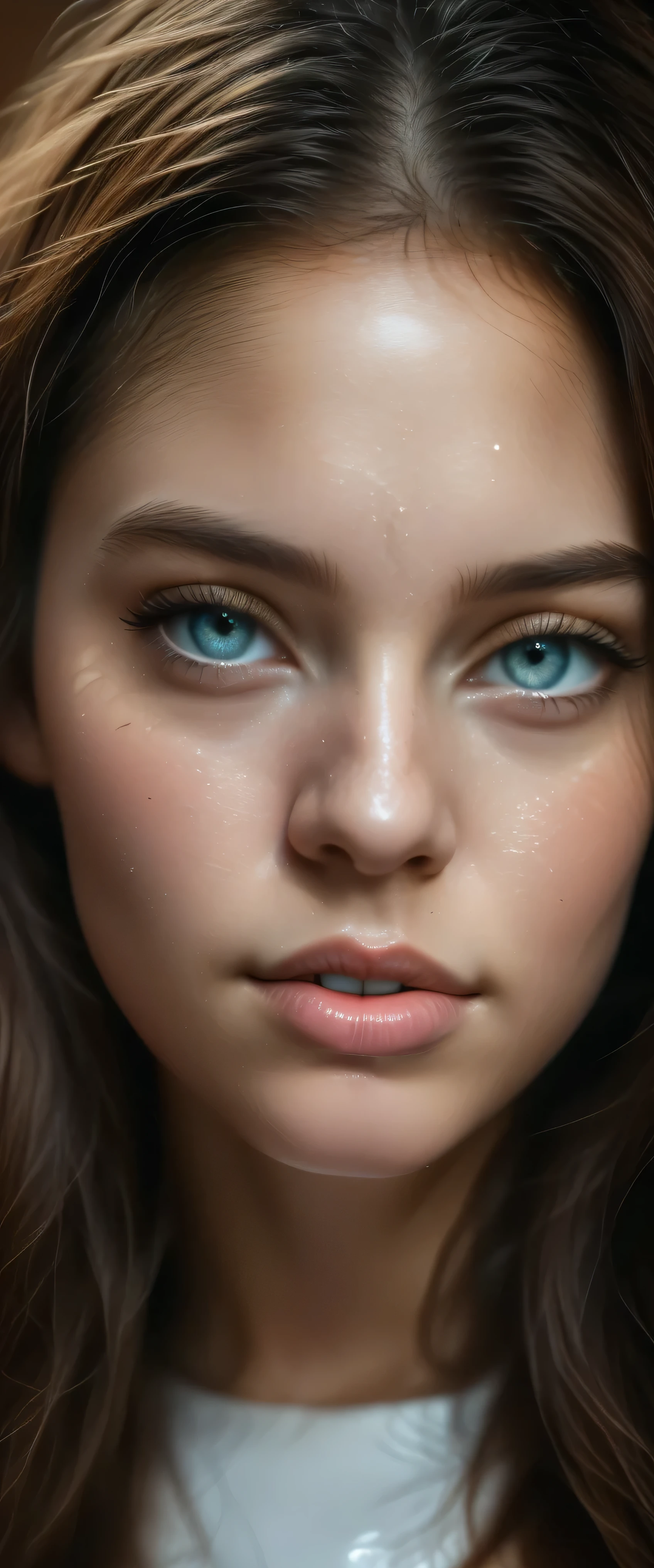 there is a woman with hands tied up, neck zoomed in, closeup of arms, upper body close - up, upper body close up, skinny upper arms, zoomed out shot, close up half body shot, neck zoomed in from lips down, detailed arms, smooth tan skin, armpit,a close up of a woman ,photorealistic skin texture, detailed unblurred face, close up at face, close up of face, realistic skin texture, realistic textured skin, ultra high detail ultra realism, hyperdetailed skin, closeup on face, 8 k pores,UHD, closeup of face, neck zoomed in from lips down