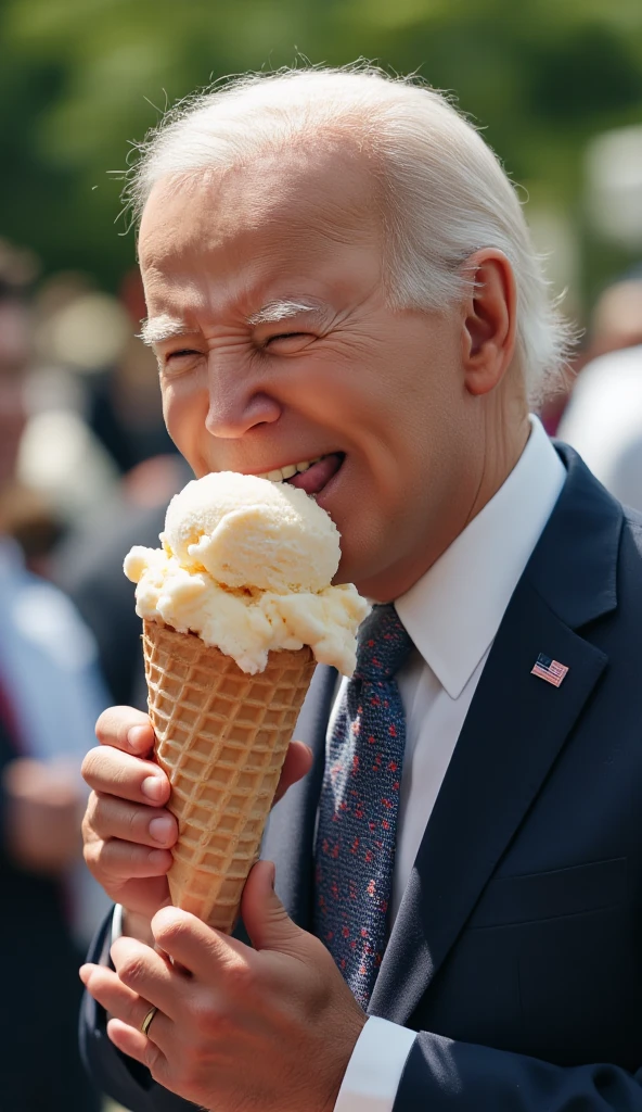 high quality, masterpiece, photo of joe biden licking icecream cone <lora:Joe Biden:0.5> <lora:JPGirlEatIceCreamMix1:0.7>