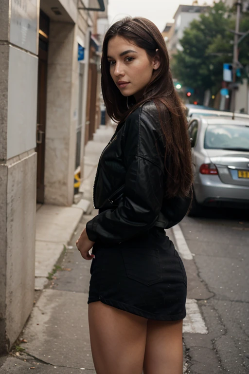 Brunette Girl in Front of a Tall Iron Gate