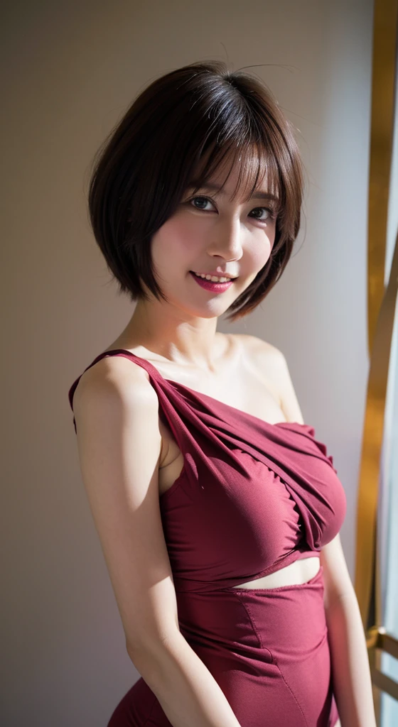 short, cute, fit, Good condition, Nice body, Big Ass, Big Tits,A lovely girl, White,Scarlet hakama,undershirt,smile, Happy, 15 years old, beautiful, Black Hair, Pause, perfection, sexy, fit, One person,Deep cleavage,Curved waist,The most beautiful woman in Japan,