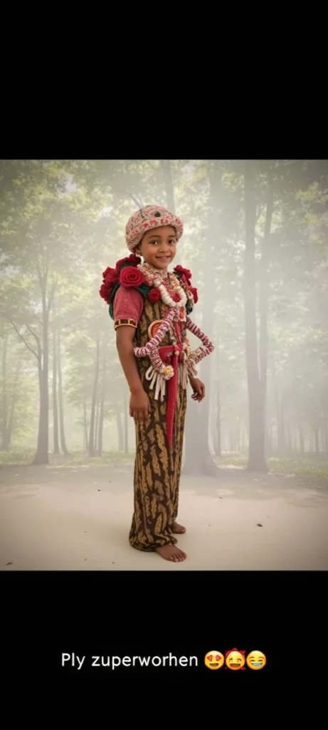 A baby boy wearing  god murugan dress,holds trident,wearing  flower garland,in beach walk with Peacock,aesthetic  