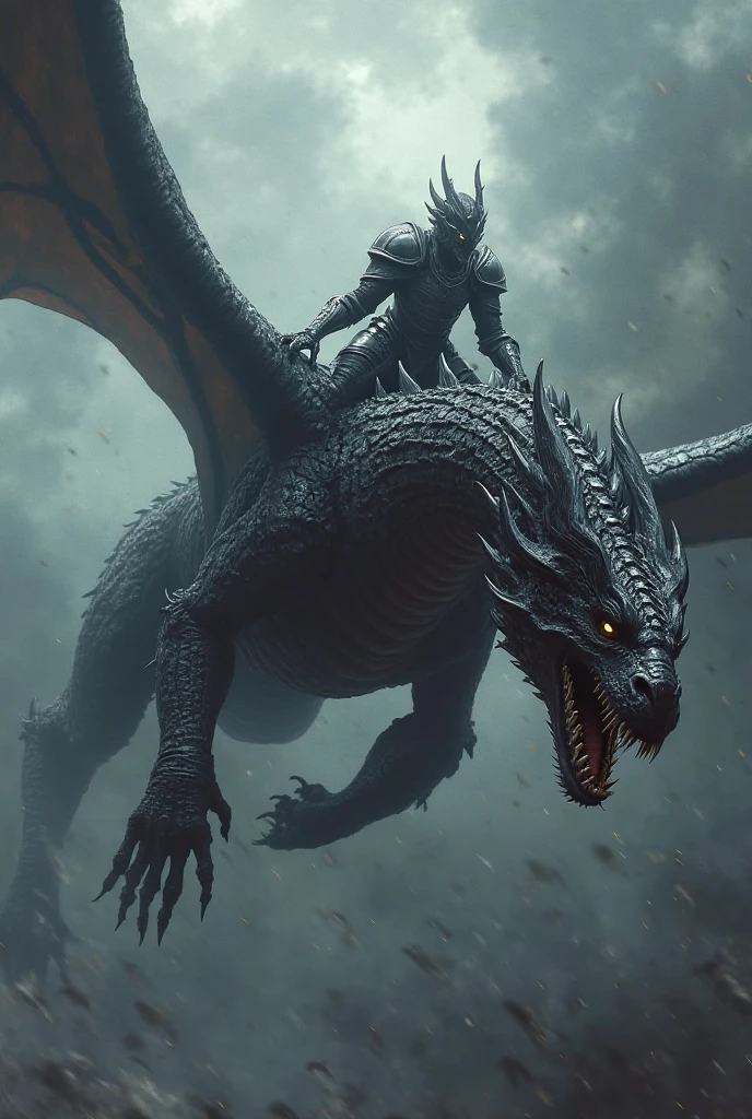 Amidst the backdrop of a war-torn landscape, a figure cloaked in darkness emerges, riding atop a formidable creature of the abyss. This monstrous beast, known as the Fell Beast, possesses wings that stretch wide against the turbulent sky, its reptilian form exuding an aura of dread. The rider, the Nazgûl king, commands the creature with an air of authority, his gaze fixed upon the horizon with an unwavering determination.

As they navigate through the chaos of battle, the Fell Beast emits a low, ominous rumble, its presence striking fear into the hearts of both friend and foe. The Nazgûl king remains steadfast upon his mount, his dark silhouette a symbol of the malevolent force driving their advance.

Together, they form an unholy alliance, a potent fusion of darkness and despair. Their arrival heralds a shift in the tide of battle, as the forces of shadow press onward with renewed vigor, their success seemingly assured by the ominous presence of the Nazgûl king and his Fell Beast.