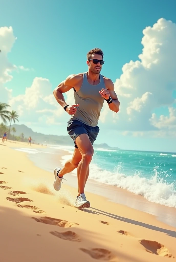 Athlete on the beach in the 90's
