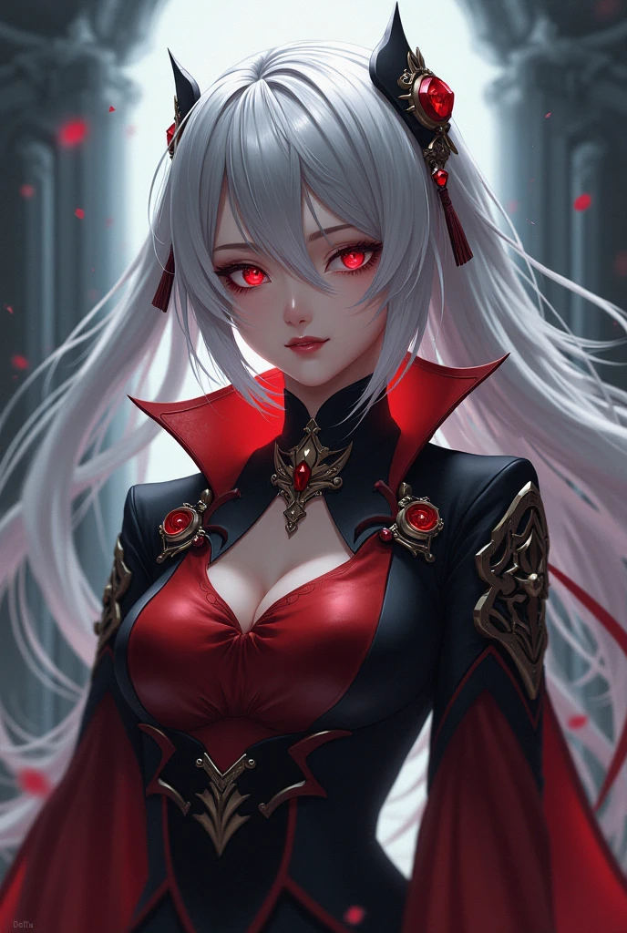 red eyes white hair beautiful girl