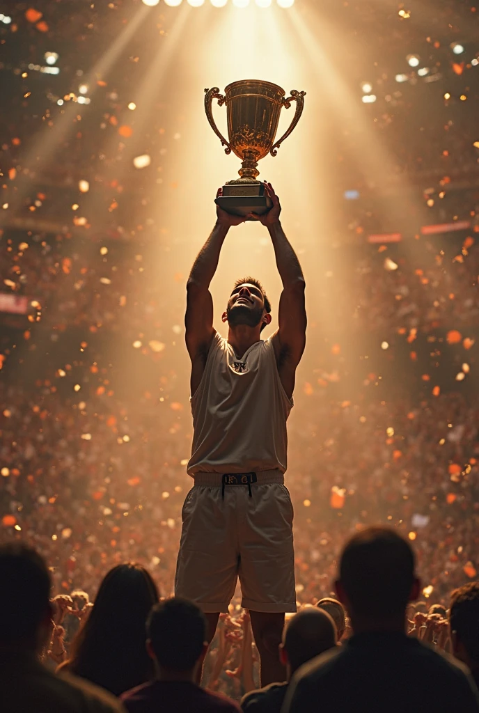A 22-year-old Rwandan male tennis player poses on the court with the US Open trophy., in new york, looking very happy. 8k, Full HD, wall-paper, realisitic, RAW