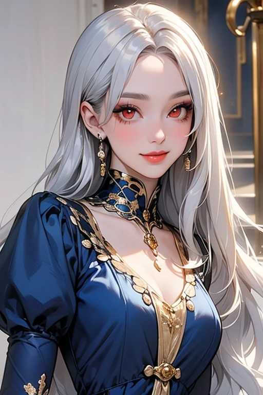 score_9, score_8_up, score_7_up, score_6_up, score_5_up, score_4_up, yu  smiling,   , detailed face, big silver jhumka earrings, makeup,white skin,sharp jawline ,big earrings, bracelet, delicate necklace ,big breasts,blue eyes ,red lipstick, leather dress