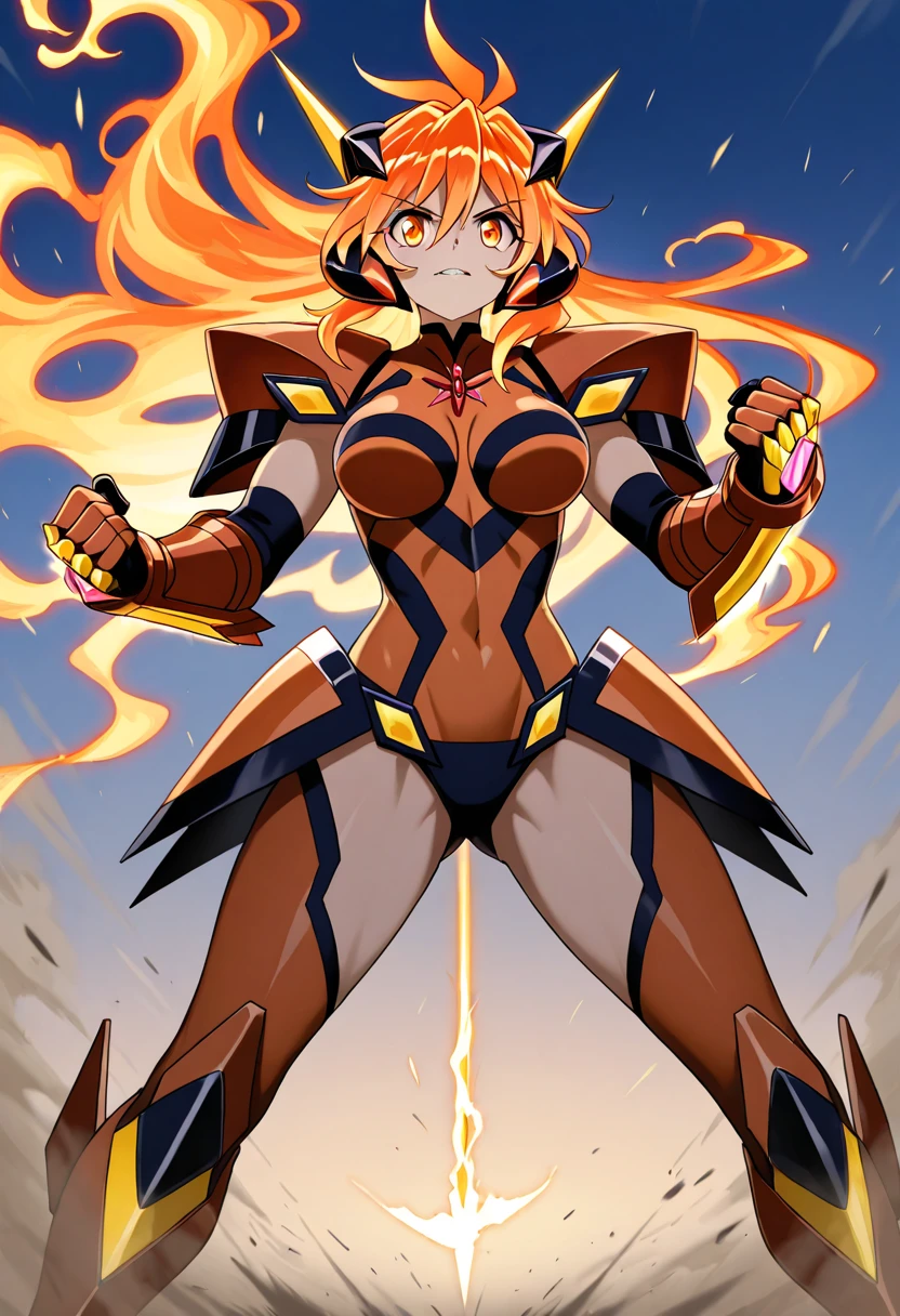 a girl, Saiyan, spiky white hair, green eyes, ripped slim muscles, thin waist, wide hips, Saiyan clothes, Dragon Ball Z universe, brown skin color, medium breasts, black clothes glued to the body, clothes of vegeta.