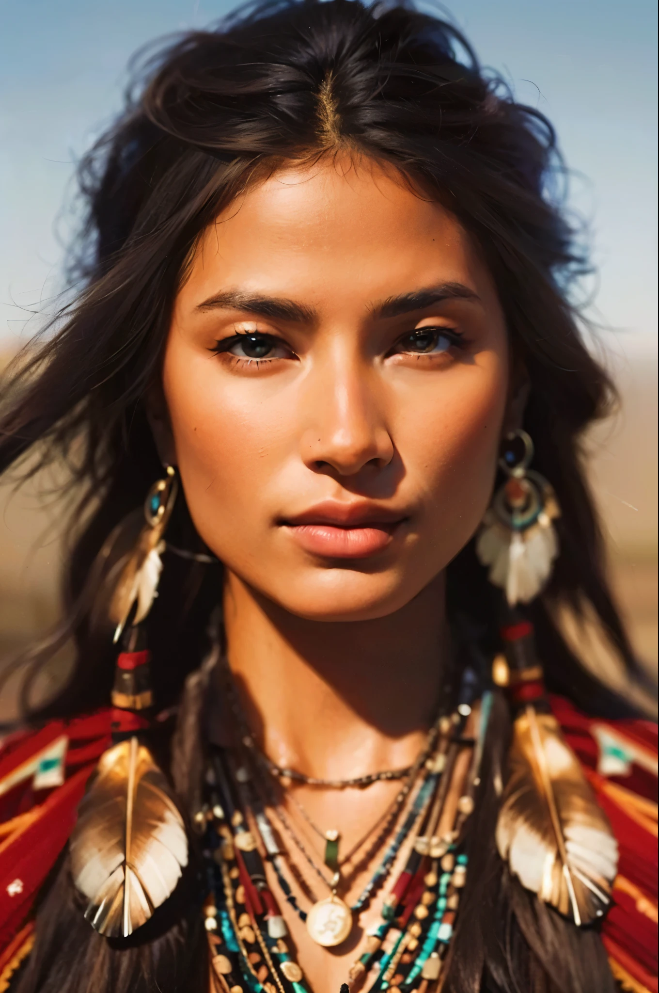  stunning woman ,  High Quality, Details of perfection  , ultra 8k,   perfectly rendered face  ,   all facial and body details are perfectly detailed  , Top quality, 8k,    perfectly rendered details   ,   ultra detailed photograph for maximum and impeccable quality  ,Native American,  wonderful and charming woman  ,   perfect eyes ,   perfect lips  , nose,  perfect hair,  perfect skin,  she is very wonderful  ,  ultra mega-rendered quality image at the pinnacle of perfection  ,  Native American, each strand of her hair is perfectly wavy and detailed  ,   she is wonderful  , uma imagem 8K renderizada com a mais High Quality de IA que os olhos humanos nunca testemunharam tal qualidade e beleza,   The image has good saturation and color  , Vivid ,   super rendered  , rendered skin,   rendered hair  , rendered nose  ,   rendered lips  ,   super rendered   image to the highest and best possible quality