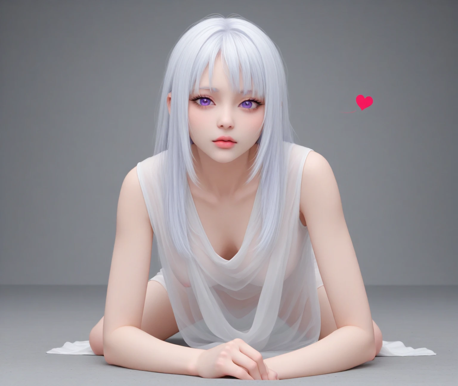 1 beautiful albino woman. Extremely slender, with freckles, symmetrical body, fully body, high quality 16k, hyper realist, cinematographic.