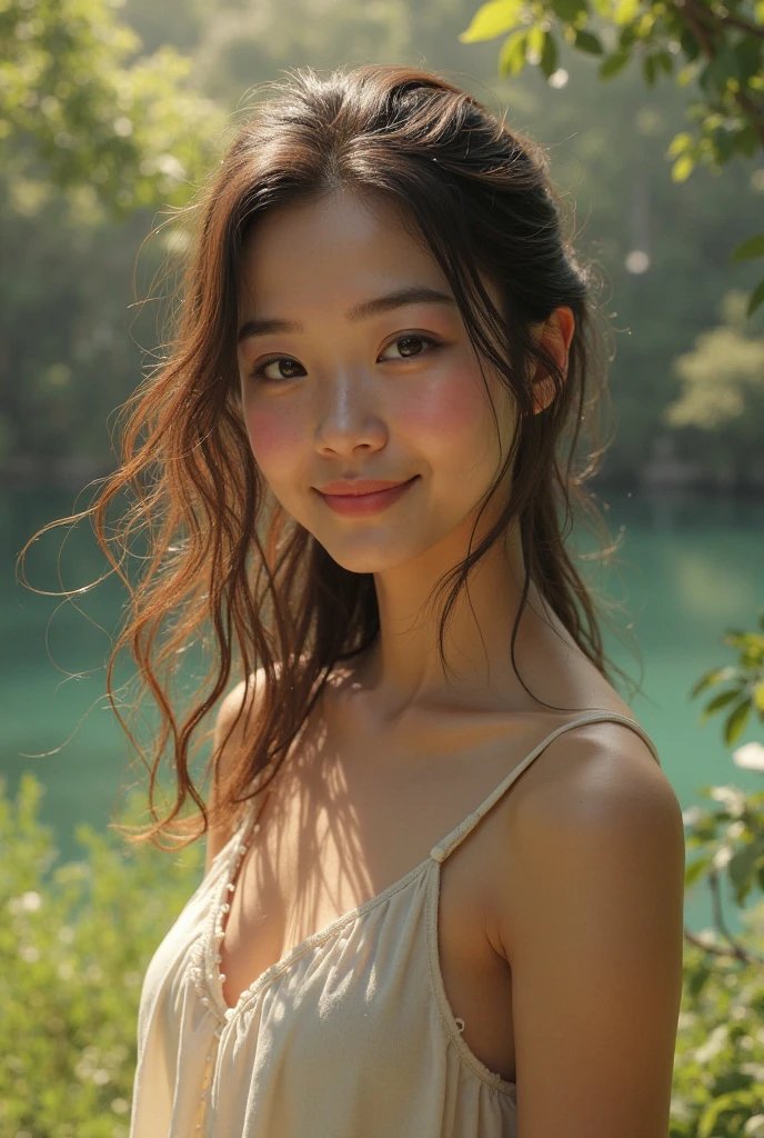 Slow deep-processes Quality Images focused, Follow ai Top 5-stars rating score>98 ai-Criteria, seduction sexy Model body posture, persuasive sweetness shy persuasive,

1st priority breasts(D40)-Shape-components-structure-focused, Elegant impression on the chests nipples, Evidence of sexy features, natural young breast-D40 drop-shape, nice-areola-shadow, breasts clear shape , young-vagina-labia-shape-shadow,

2nd priority extreme-thinning-epidermis transparent clothing,

3rd priority face-components,

4th priority resources on Eye-iris-pupil,

Low priorities and low qualities on others objects,

D40-24-35 firmed body, height-175cm weight-58kg,

Long Hair Hazel Gold light-brown, rich Body Quality, 1girl, Solo, 

pure bright-color-white-dress, epidermis Thin, see-through , fabric-transparent,

bright round wide big eye x1.08, detailed eye, high quality moist eye, large clear pupil , Light-turquoise-blue-lighting-high-definition-eyes, big-light-glowing-eye,

Body arouse tighten, face blush, anglic glow skin, high Dopamine hypersexuality,

young 16 year old, no face wrinkle , natural balanced tight v-face , ulthera sharp shape face, thin asean lip, happy-shy-smile, 

In waterfall river, Night-time, huge-moon-lighting, strong Sidelighting , dry windy,

bokeh swirl background, look at camera, front face focused, Looking stare to viewer, half-body down to hip image,Depth Of Field,, 