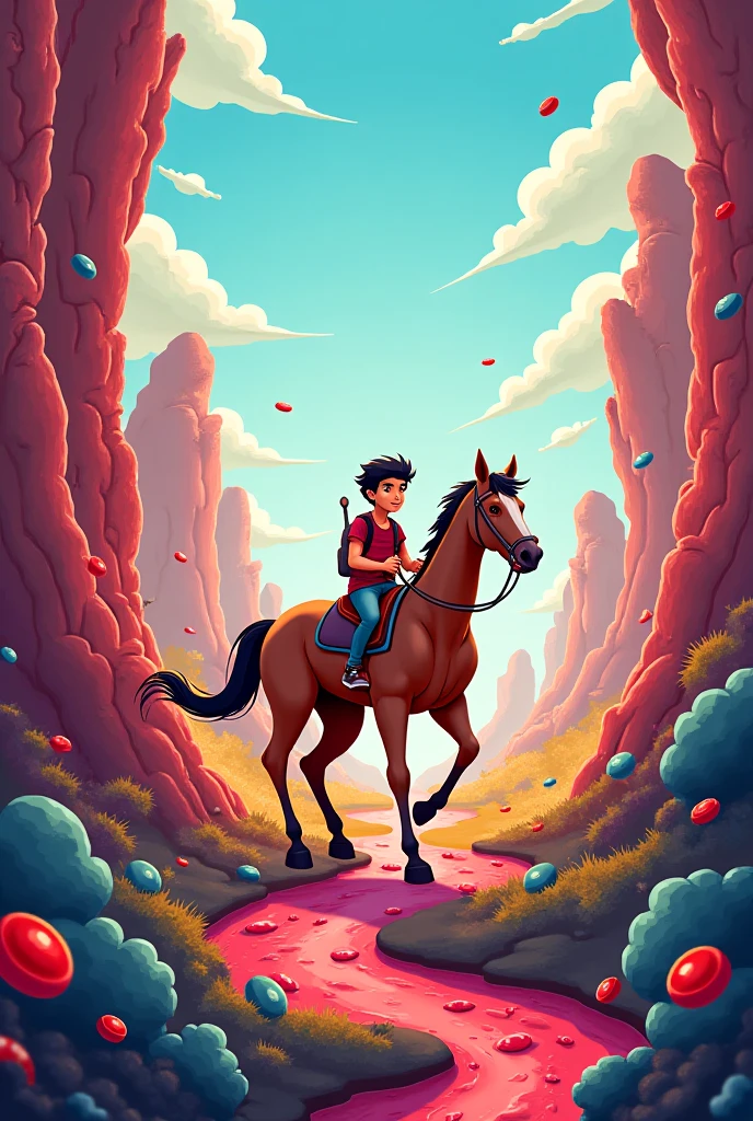 Hd, photorealistic, masterpiece, fantasy, half transformation, part human, young man struggling to remove the latex rubber goo ooze spreading over his body, morphing into indigo dogwood rose eggshell white rubber dragon mount, wearing riding saddle, bridle, harness, and plate barding, human latex rubber dragon mount hybrid metamorphosis, inside cavern stable for dragons