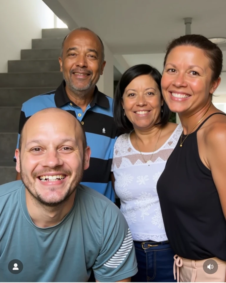 There's three people sitting on a couch together smiling, momma and papa, marido esposa e filho, foto do perfil, imagem de perfil, foto de perfil, taken in the early 2020s, foto de perfil, foto do snapchat, family portrait, portrait of family of three, Happy family, vacation photo, imagem do iphone, Family photo, belos arredores, album photo