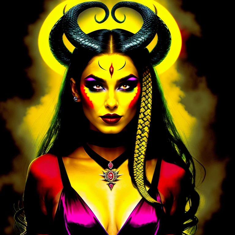 Flyer, beautiful woman in swimsuit, confident, sexy, malicious smile, Mexican decoration, Satan,
vector flat, gold, black,
Aaron Horkey,
masterpiece, vectorial art