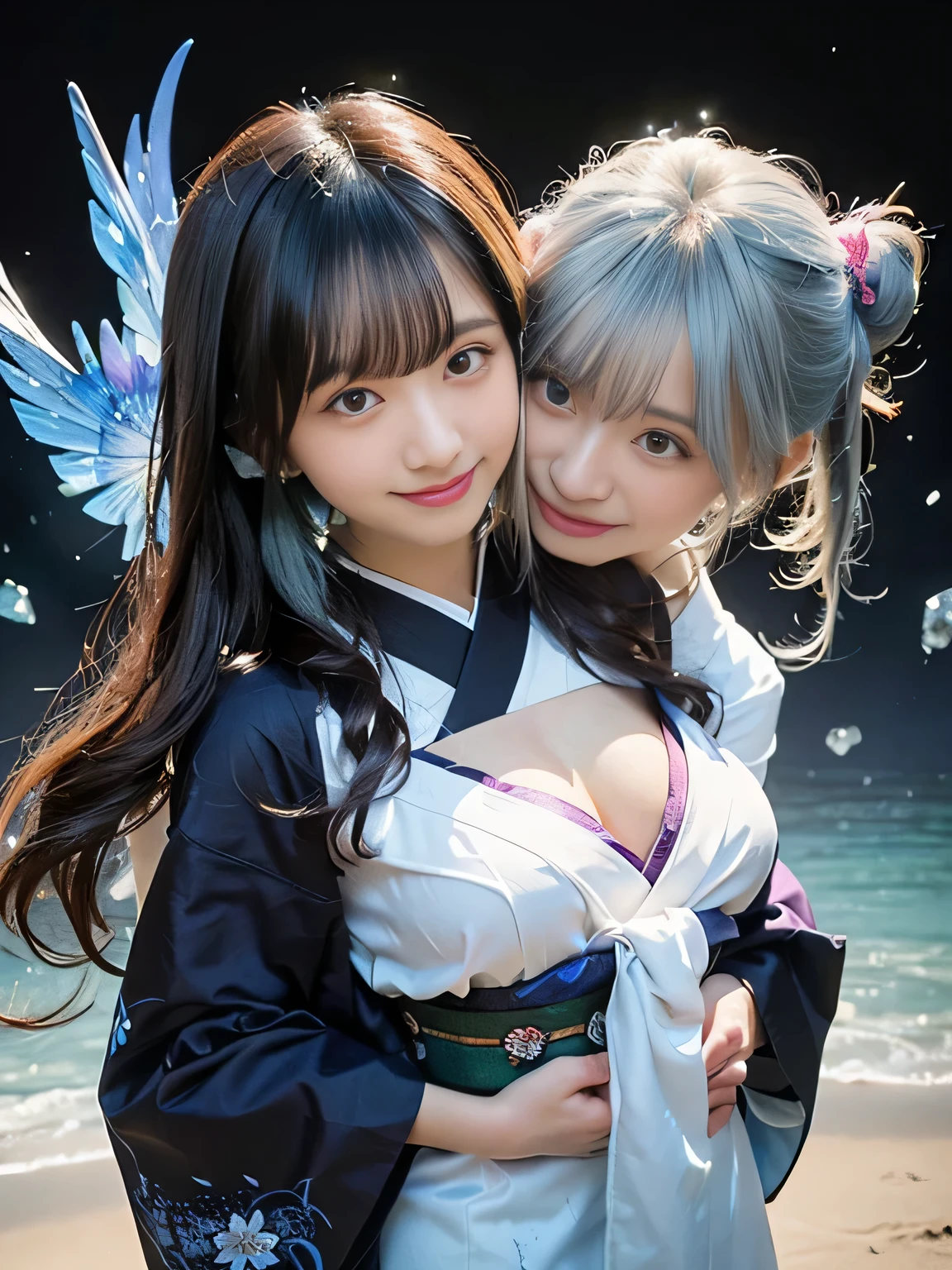 (((best image quality、highest resolution、masterpiece、8k)))、(((Detailed Faces)))(((cute face)))(((Baby Face)))(((Young contour)))((( Lovely facial features)))、((( Blizzard 10 )))(((model body type)))((( Perfect pose line)))、(((Big Breasts 2.0)))(((large cleavage by lapis lazuli 2.5)))、(((long straight hair)))((dynamic posing３.0)))(((Random Posing Shot２.0)))、(((Luxurious and Beautiful Long Sleeve Kimono 5.0)))(((Blue Crystal Embellished Textured Furikon Kimono)))、(((Crystal Textured Blue Furusoe Kimono３.0)))(((Blue Diamond Furusoe Kimono３.0)))(((Blue Thunder Kimono３.0)))((( Sapphire Blue ５.0)))((( Gucci advertisement ５.0)))(((Blue Diamond Furikon Kimono５.0)))、(((Crystal Edges Kimono)))(((Lesbian Couple Shot Hug５.0)))(((Dynamic Back Hug Shot５.0)))(((Lesbian Couple Back Hug Shot５.0)))