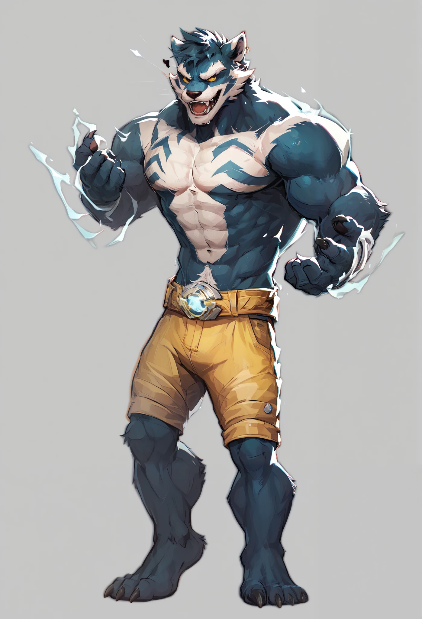 Beast, a character from the Marvel universe, has a distinctive appearance. He is characterized by:
- **Fur Color**: A vibrant blue.
- **Body Structure**: Muscular and agile, resembling a humanoid with animalistic traits.
- **Costume**: Typically features yellow and black elements, including:
- Yellow shorts that contrast with his blue fur.
- Black accents on his arms and legs, sometimes represented by bands or other design elements.
This combination creates a striking and memorable look that emphasizes his strength and agility.